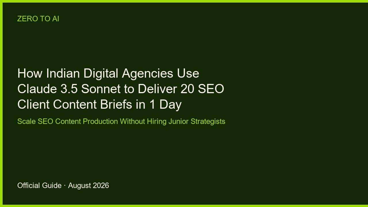 How Indian Digital Agencies Use Claude 3.5 Sonnet to Deliver 20 SEO Client Content Briefs in 1 Day