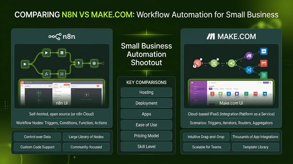 n8n vs Make.com for Small Business Automation: Which No-Code Tool Saves More Time and Money in 2026?