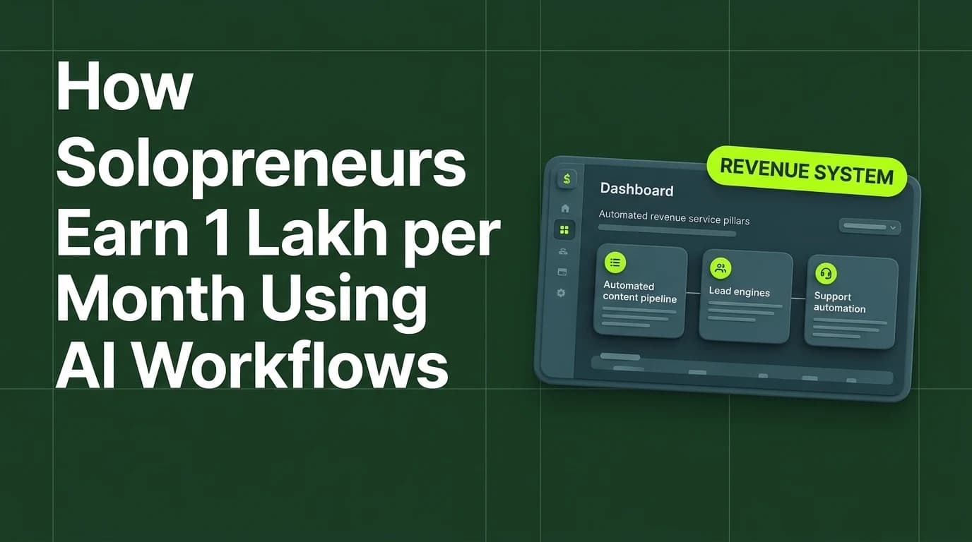 How Solopreneurs Earn ₹1 Lakh/Month Using AI Workflows (No Code Guide 2026)