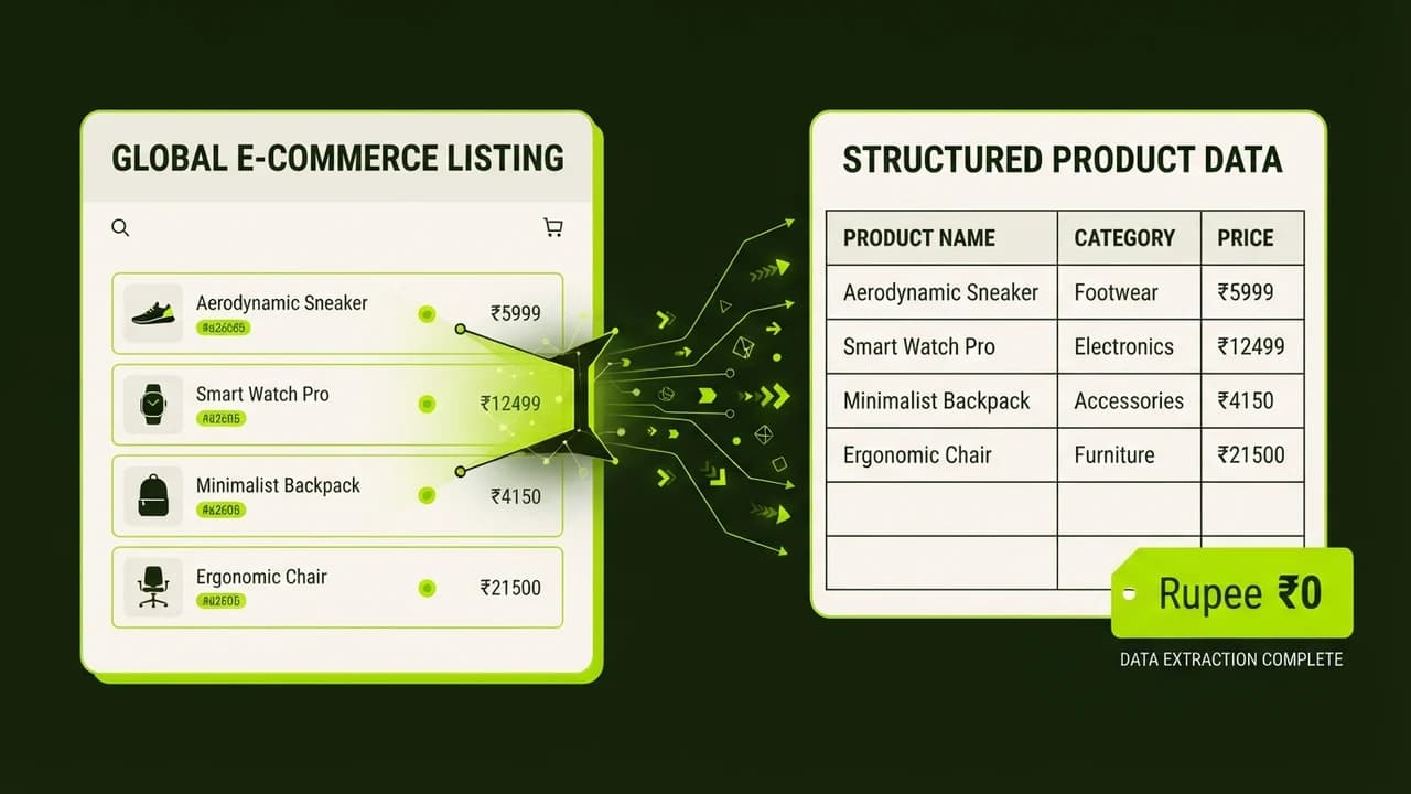 Top 5 No-Code AI Web Scrapers for Indian Market Research Under ₹0 (2026)